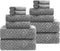Jarson 12 Pieces Bath Towel Set Soft, Dark Grey - Quick Dry