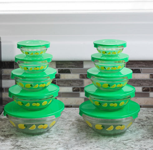 Classic Cuisine Glass Bowls Set with Lids - Mixing Bowls for Storage, Meal Prep, Mixing, and Serving Multiple Sizes