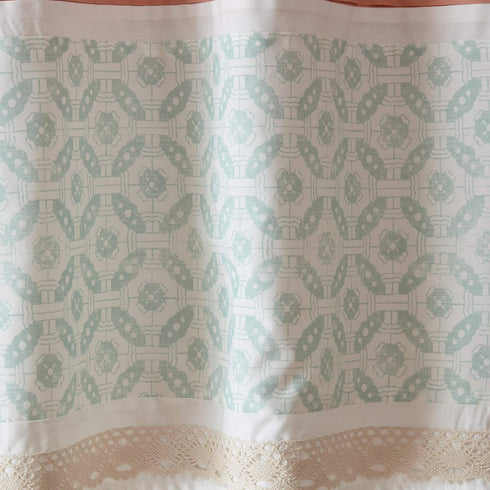 Madison Park Dawn Printed Blue Window Valance, Cotton Rod Pocket Floral Valances, 50X18", Teal