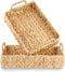 Set of 2 Rectangular Wicker Trays with Handles - Decorative Trays for
