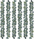 PARTY JOY 6Pcs Faux Silk Eucalyptus Garland, Artificial Vines for Wedding Backdrop Arch Wall Decor