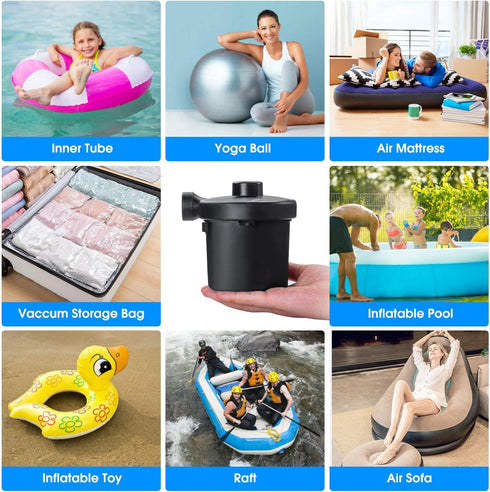Air Pump for Air Mattress, Quick Fill Inflator Deflator for Inflatables, Perfect for Camping, Pool, Boat
