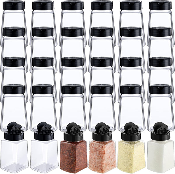 Mimorou 30 Pack Plastic Spice Jars with Shaker Lids Clear Seasoning Containers