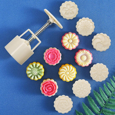 Luxiv Moon Cake Mould, 12 PCS Pattern Hand-Pressure Mooncake Molds for Mid-Autumn DIY Pastry Tool (75g)
