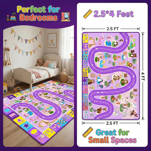 2.5x4 Kids Rugs for Playroom Feet, Educational ABC Alphabet Rug with Numbers Seasons, ABC Rugs for Kids Playroom