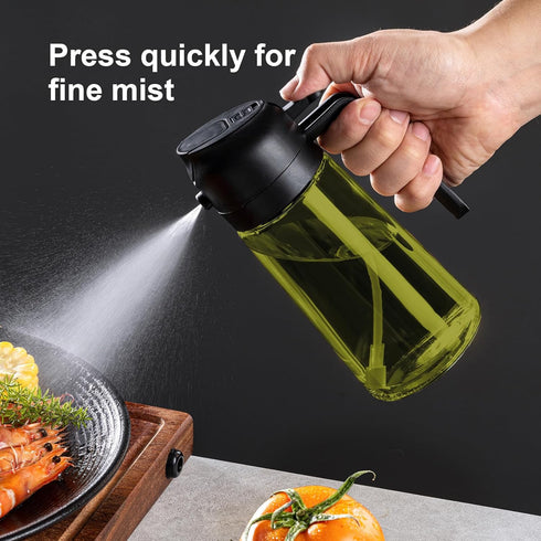 16oz Olive Oil Dispenser for Kitchen - 2 in 1 Olive Oil Dispenser and Oil Sprayer, Black (Light Blockage)