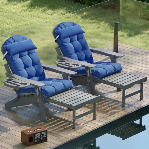 NAVINE Adirondack Chair Cushion& Head Resting Pillow, High Back Patio Cushions with Ties and Non-Slip Bottom