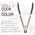COOK WITH COLOR Stainless Steel Silicone Tipped Kitchen Food BBQ and Cooking Tongs Set of Two 9” and 12” for Non Stick Cookware, BPA Fee, Stylish, Sturdy, Locking, Grill Tongs, Rose Gold and Black by COOK WITH COLOR