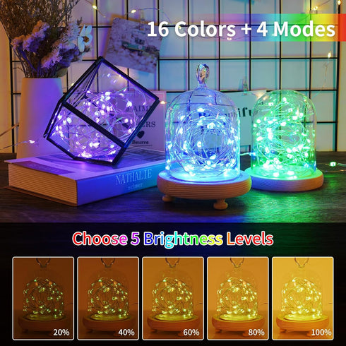 33ft 100LED 2 Pack 16.5ft 16 StarryEver Fairy Lights Battery Operated, Color Changing String Lights with Remote Timer
