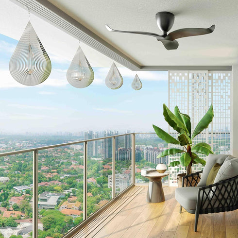 Wind Spinner with Flowing-Light Effect, Stainless Steel House Hanging Decoration 12“x 8“ with 360° Rotating Hook (1 pc)