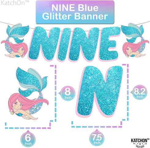 Giant Mermaid 9th Birthday Decorations for Girls, Pack of 8 Mermaid Party Decorations with Balloons & Favors