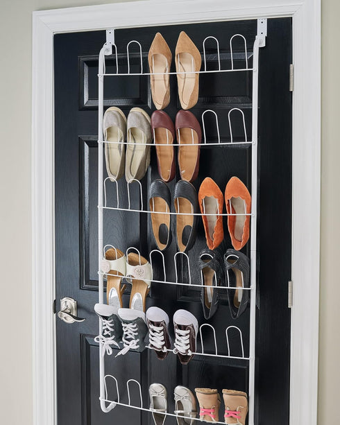 ClosetMaid 8040 18-Pair 5-Inch 58-Inch 22.63-Inch Over The Door Shoe Rack, D x H x W, White