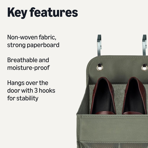 5 6.4 54.5 14.9 Amazon Basics Tier Over the Door Hanging Shoe Organizer, Large Capacity, Space Saving, x x in, Dark