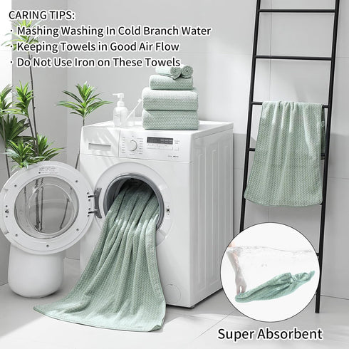 Set,12 (4 Towels,4 Towels,4 Set Ultra Soft Bath Towel Piece Bath Hand Washcloths) Family Bathroom Towels with Hanging