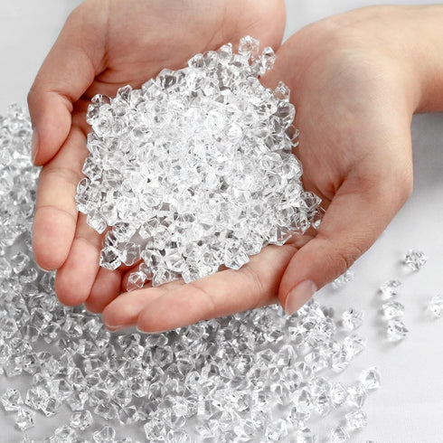 600PCS Fake Crushed Ice Rocks - Acrylic Diamond Crystals, Clear Plastic Ice Cubes for Home Decoration