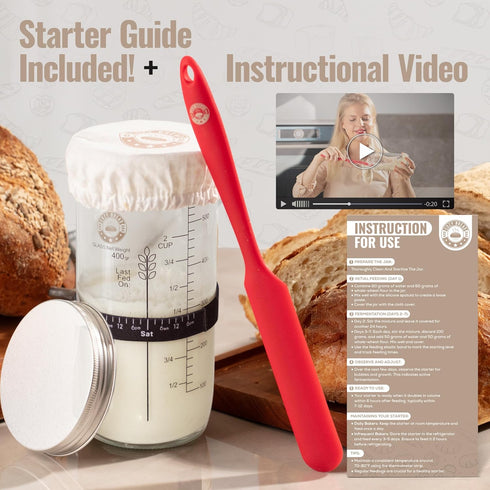 Cozy mL Bread Sourdough Starter Jar Kit - USA Brand - Cups and Measurement Lines - Dishwasher Safe