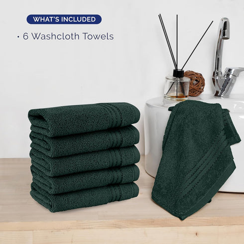 6 Pack Set 13 13 inch, 100% 6PC Set Elegant Comfort Premium Turkish Cotton Washcloths - x Luxurious Hotel Spa Quality