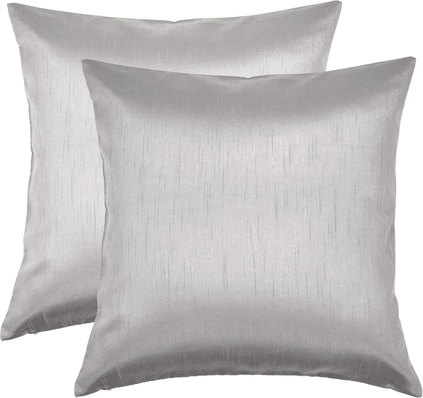 Aiking Home Collection 24x24 Inches Faux Silk Square Shams (Set of 2; Zipper Closure; Silver)