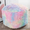 Asuprui Pouf Ottoman, Unstuffed Round Bean Bag Poof Seat, Soft Faux Fur Footrest Stool 20x20x12 Inches, Rainbow Cover