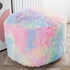 Asuprui Pouf Ottoman, Unstuffed Round Bean Bag Poof Seat, Soft Faux Fur Footrest Stool 20x20x12 Inches, Rainbow Cover