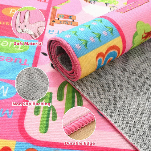 3X5 Terrug Kids Rug for Playroom, Educational Classroom Rug for Kids Room, Washable Nursery Rugs Non Slip Playroom Rugs