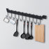 Utensil Holder, Kitchen Rail with 10 Hooks, Wall Mounted Wrought Iron Hanging Utensil Holder Rack, 17 Inch for Coffee
