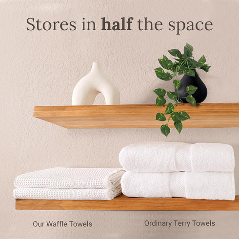 GILDEN TREE Waffle Hand Towels for Bathroom, Quick Dry, Super Absorbent, 100% Cotton, Set of 2, Classic Style (White)