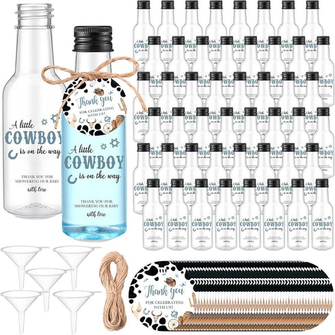 Funnymoom 50 Sets Cowboy Baby Shower Favors for Guests 1.7oz/50ml Mini Liquor Bottles