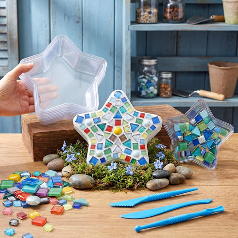 24 (Star,10 Inch) LOYIM Pcs Stepping Stone Kit Includes Concrete Mold, Mosaic Tiles and Carving Tools, DIY Craft