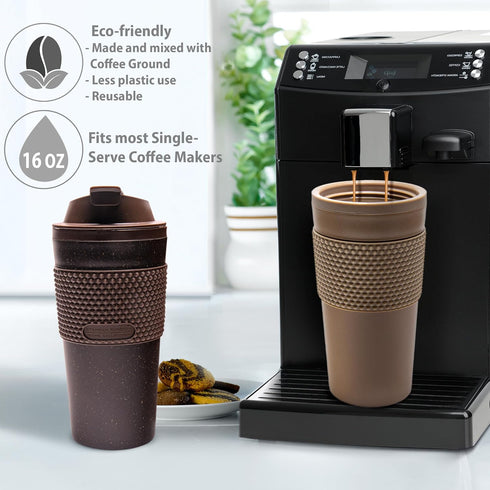 Stephan Roberts 16 oz Set (2 Pack) Coffee Tumbler Insulated Double Wall Travel Mug with Leak Proof Lid, Cup Holder