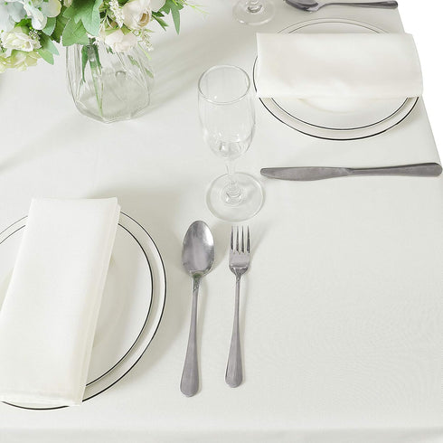 Cupuamon Square Tablecloth 52x52 inch - Washable Polyester Fabric for Wedding Party Dining Banquet Decoration, Ivory