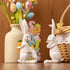 2Pcs 5.5 Inch Easter Bunny Decorations - White Resin Easter Rabbits with Carrot, Decorative Bunnies Mom with Kids