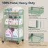 3 YASONIC Tier Rolling Cart Metal Utility Storage Carts with Wheels, Craft Carts Organizer with Hanging Cups, Hooks