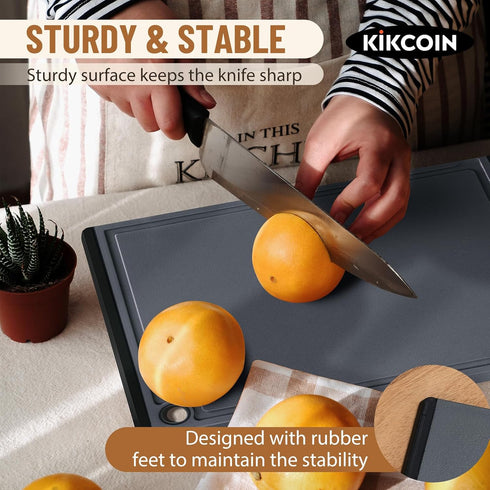 Plastic Cutting Boards for Kitchen, 3-Piece Large Set, Dishwasher Safe with Non-Slip Feet and Juice Grooves