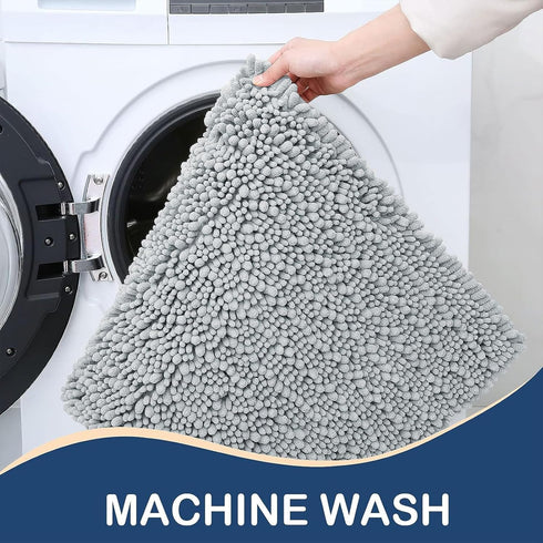 Arotive Luxury Chenille Toilet Rugs, U-Shaped Soft Absorbent Non-Slip Bathroom Mat, Light Grey