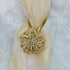 Cosmos Curtain Tieback Flower Clips Buckle Holder with Artificial Crystal and Stretchable Wire Rope (Golden Tone)