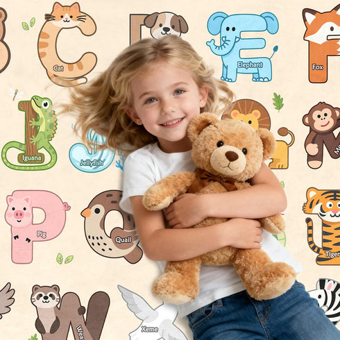 3x5 Kids Rugs for Playroom - Feet ABC Alphabet Rug for Kids Room Educaitonal Learning Animal, Preschool Rug