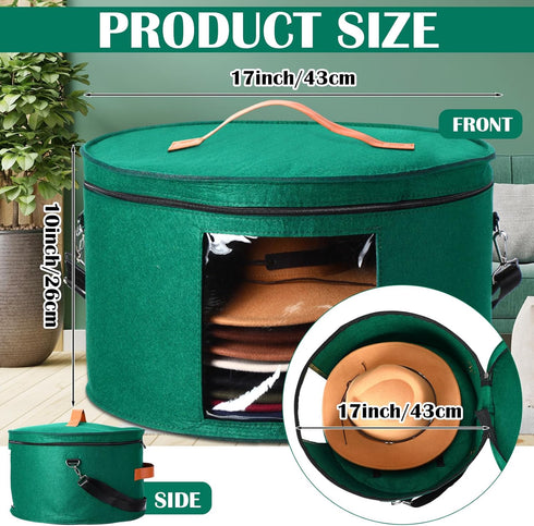 Suzile 4 Pack Large Round Foldable Felt Hat Box for Women - 17 x 10 Inch Cowboy Hat Storage Box with Lid
