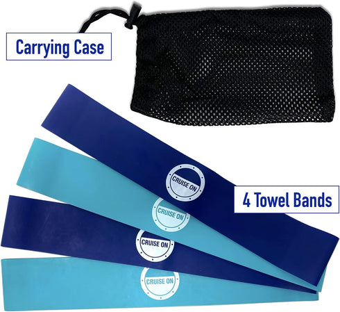 Cruise On Towel Bands for Cruise Chairs (4 Pack), Secure & Stylish Alternative to Towel Clips for Beach & Pool