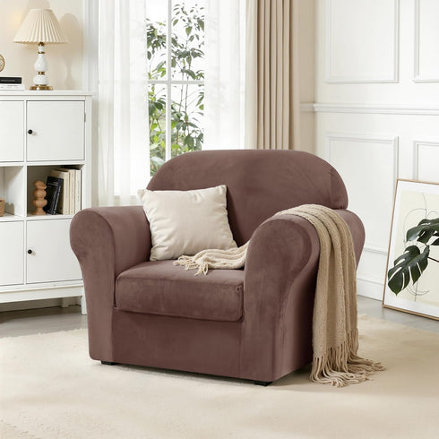 2 1 CHUN YI Piece Velvet Armchair Cover Couch Covers Cushion, Water Resistant Chair Slipcover with Arms, Non Slip High