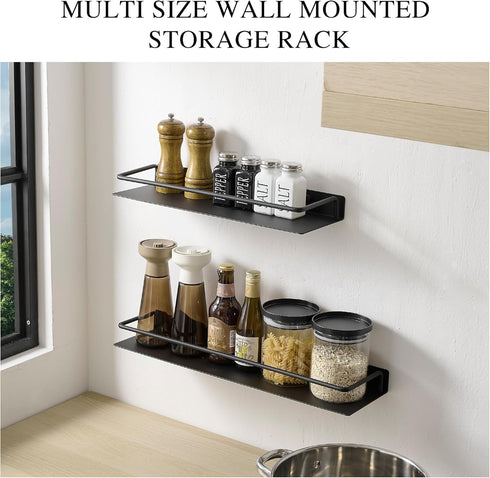 8Inch) RFOUO Small Shelf for Wall, Small Floating Shelf, Black Wall Shelves, Metal Bathroom Shelves, Metal Floating