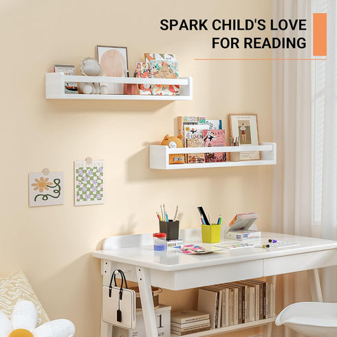 Heimlove 24 inch Set 3 Nursery Floating Shelves, Solid Wood Nursery Book Shelves for Wall, Bookshelf for Kids, Wall