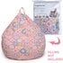YuppieLife Kids Storage Bean Bag Cover, Toy Organizer with Carrying Handle, Machine Washable, 27" Pink Flowers