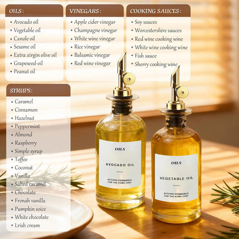 PLACHIDAY 350 ML Set 2,Home Premium Olive Oil Dispenser Bottles for Kitchen with Pourer, Elegant Olive Oil Bottle