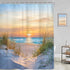 Riyidecor Beach Ocean Coastal Shower Curtain - 60Wx72H Inch Tropical Landscape Fabric Decor with 12 Pack Hooks