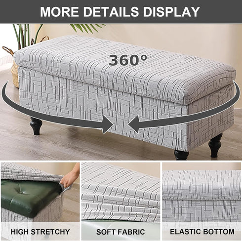 52) Eco-Ancheng Storage Ottoman Cover Rectangle Ottoman Slipcover Folding Storage Bench Cover Footrest Stool Slipcover