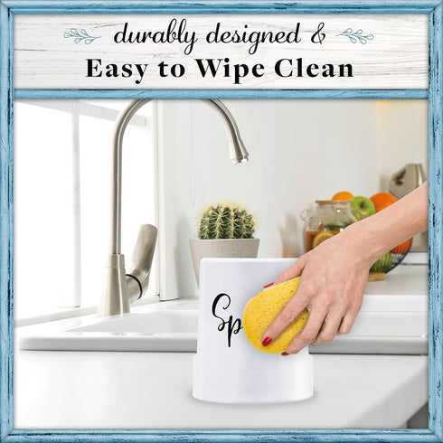 Home Acre Designs Sponge Holder for Kitchen Sink, Rustic Farmhouse Decor, White Ceramic