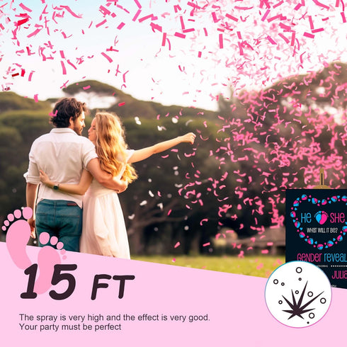 6 Pack (6 POPUPARTY Gender Reveal Confetti Cannon | No Powder Confetti Poppers | Ideal for Baby Girl Gender Reveal