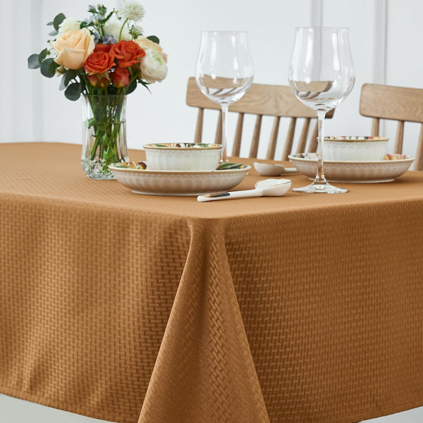 maxmill Fall Tablecloth, Waterproof Spillproof, Wrinkle Resistant Soft Weaved Texture Design, Square 52 x 70 Inch