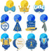 30 Pieces Mr Onederful Boys 1st Birthday Decorations - Blue and Gold Hanging Foil Swirls for Baby Boy First Birthday